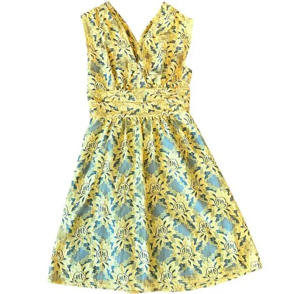 Plenty by Tracy Reese niki dress in garden trellis yellow & blue - Picture 1 of 8